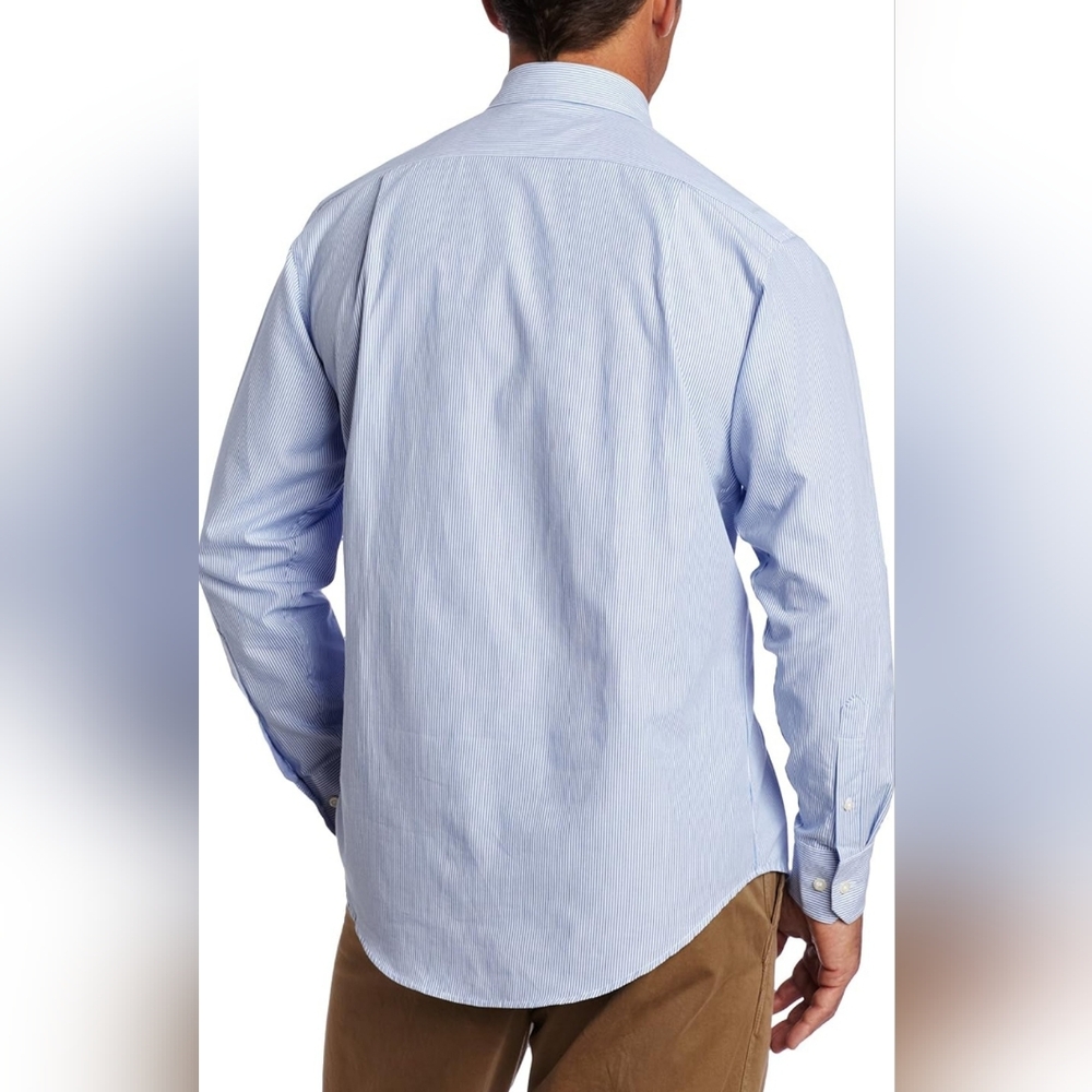 Izod men's blue and white pinstripe shirt. Size large. - Picture 4 of 5